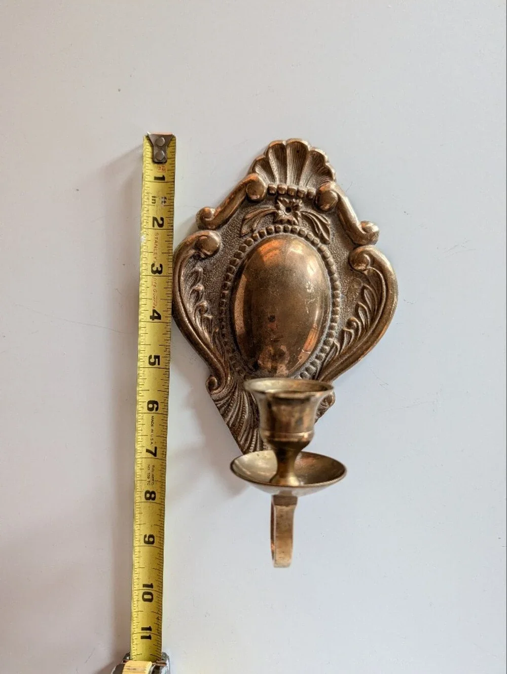 Solid Brass Vintage Candle Wall Sconce Ornate